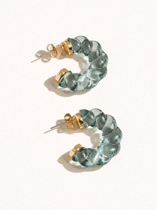 Ruby Summer Braided C-Hoop Earrings - Blue