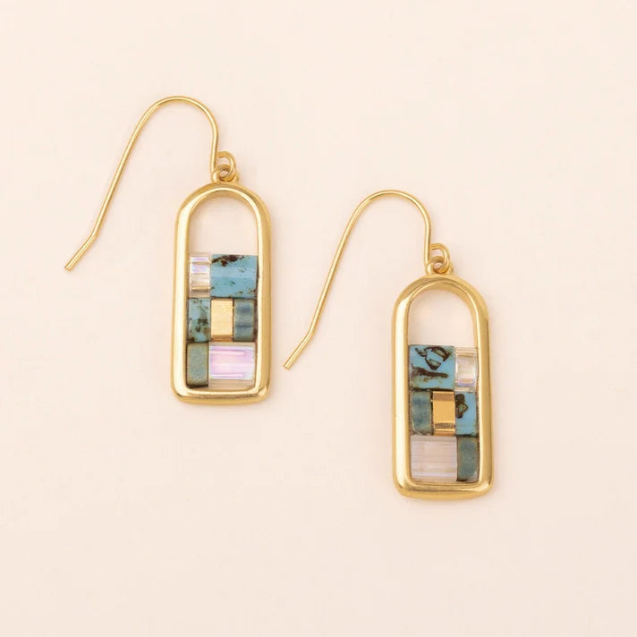 Miyuki Frame Earring - Turquoise / Gold