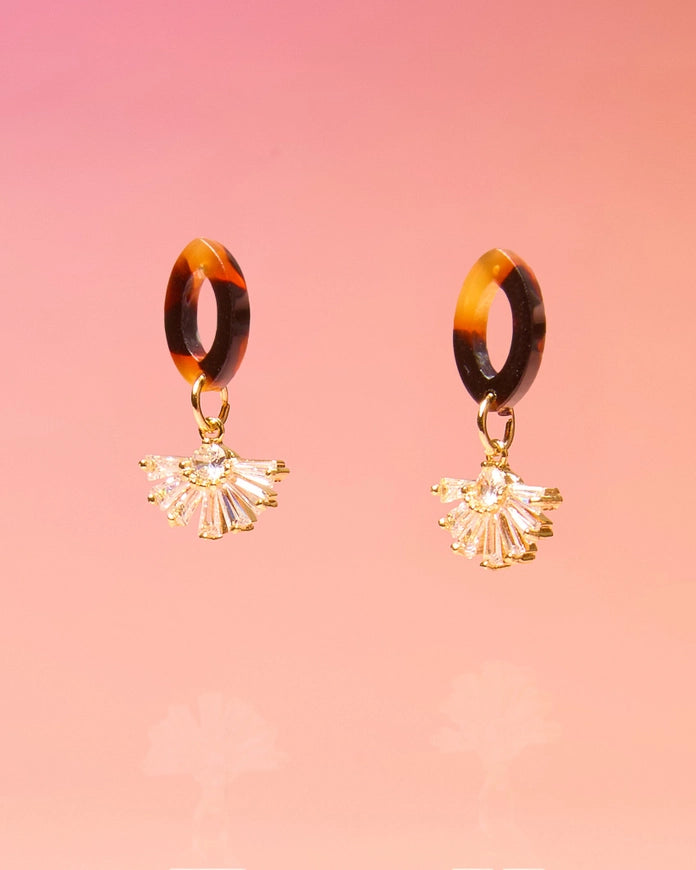Tiny and Dainty Post Earrings - Tortoise