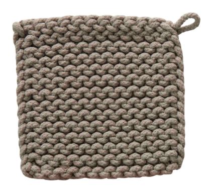 Cotton Crocheted Pot Holder - Dark Grey