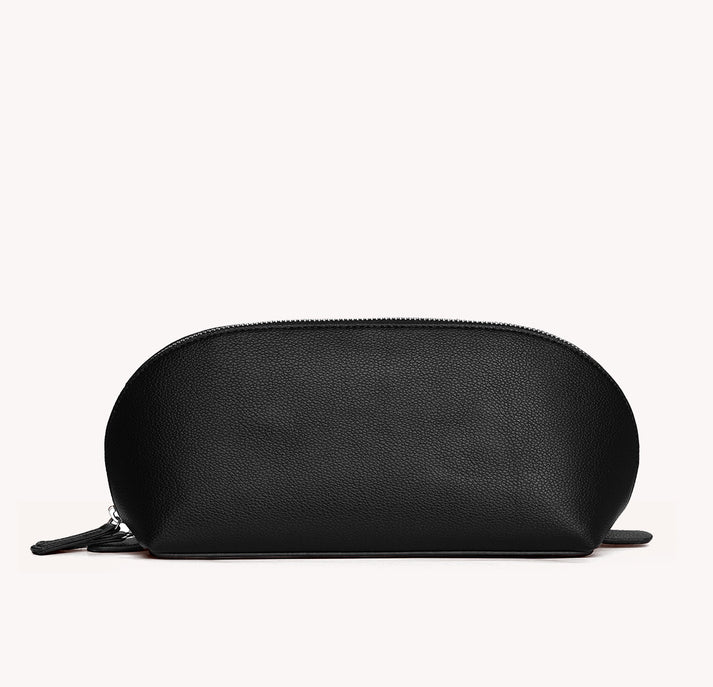 Vegan Leather Domed Pouch Small - Jet