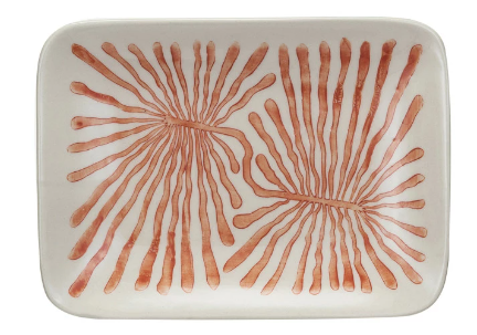 Hand-Painted Abstract Stoneware Plate - Orange