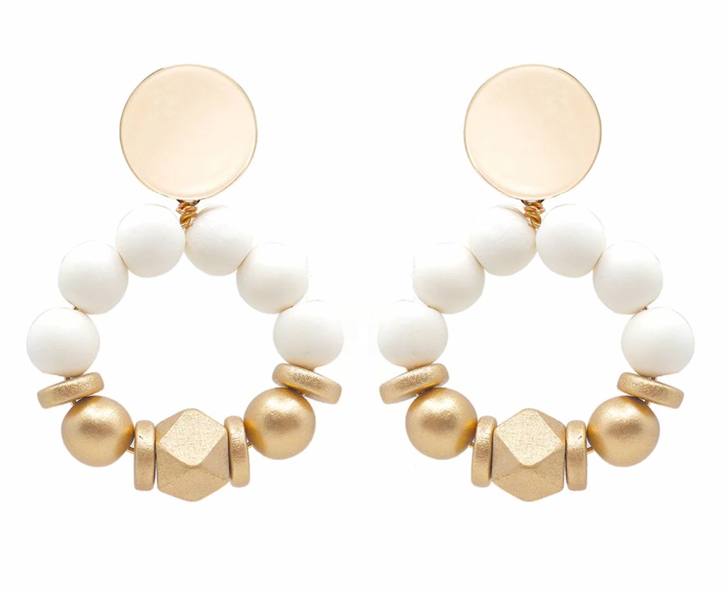 Sasha Earrings - White & Gold