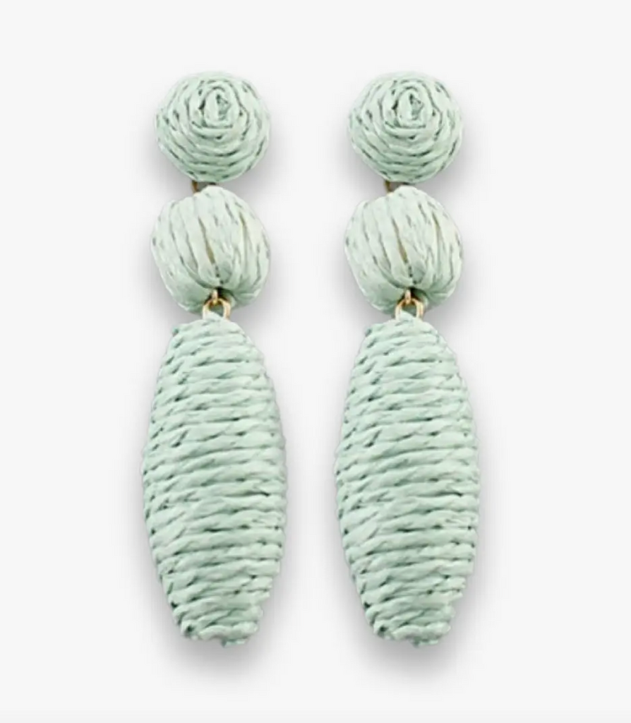 Mint Raffia Ball Drop