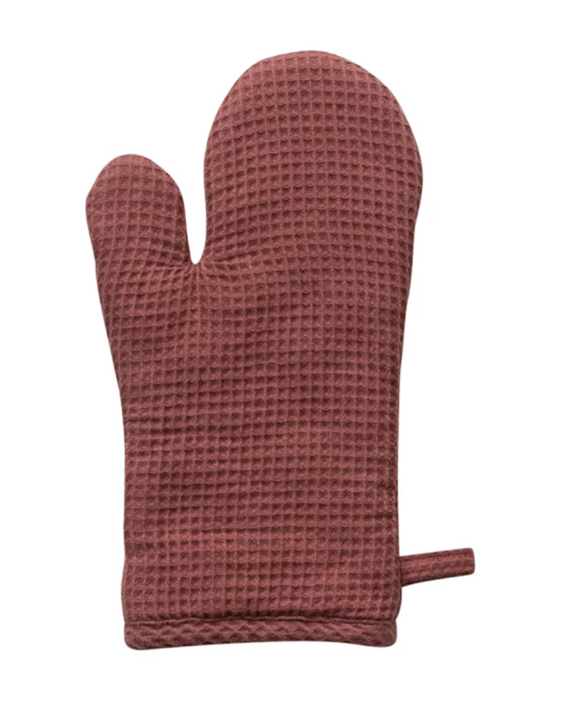 Linen & Cotton Waffle Hot Mitt - Berry