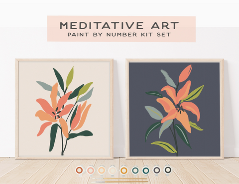 Lillies in Bloom Meditative Art Paint By Number Kit+ Easel