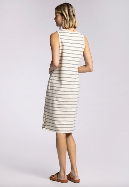 Kendari Dress -- Ivory Gray Stripe