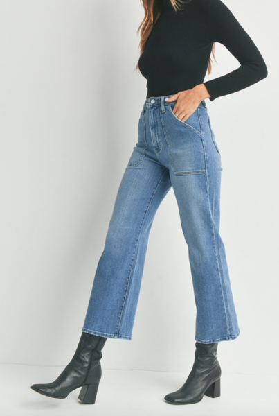 High Rise Cargo Pocket Jeans -- Medium