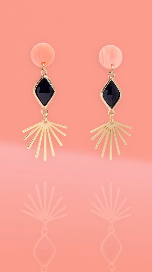 Three Tier Dangle - Black + Blush