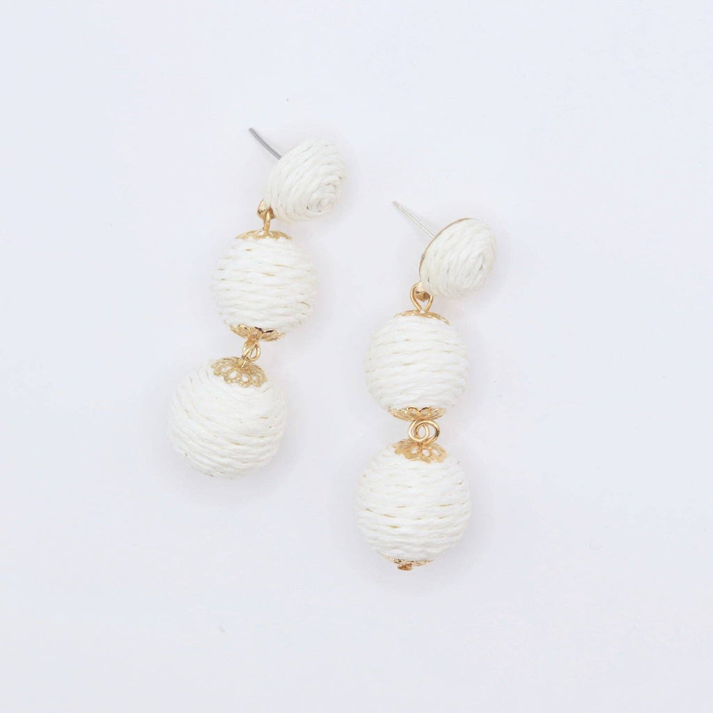 White Raffia Ball Drop