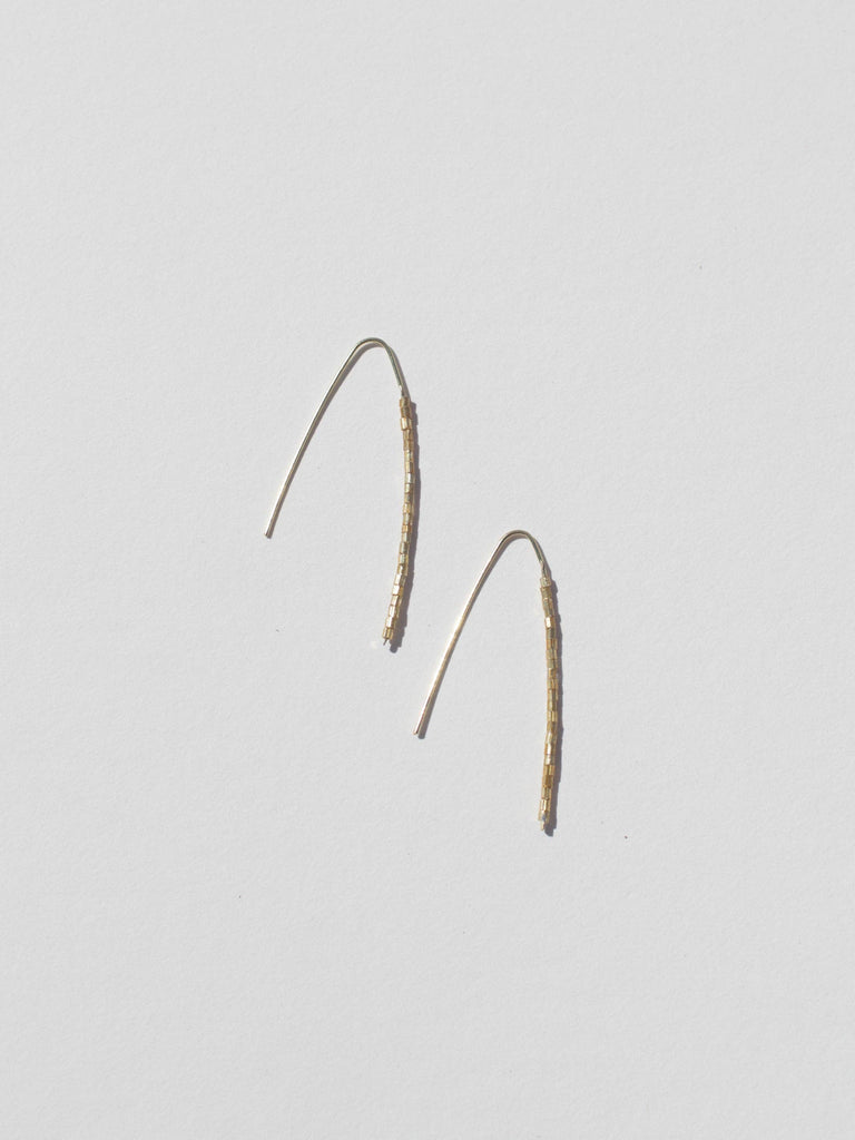 Gold Beaded Threader Earrings