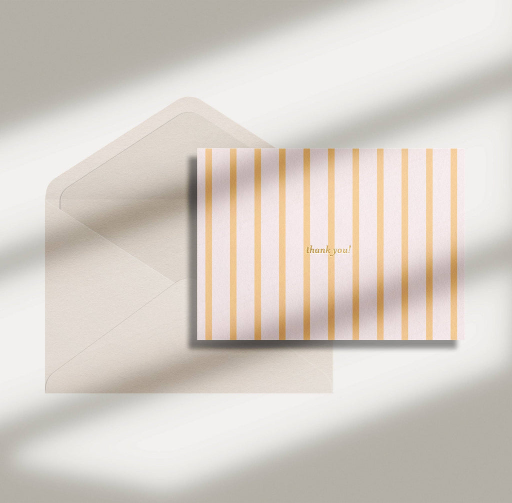 French Stripe Yellow/Blush Foil Thank You Card