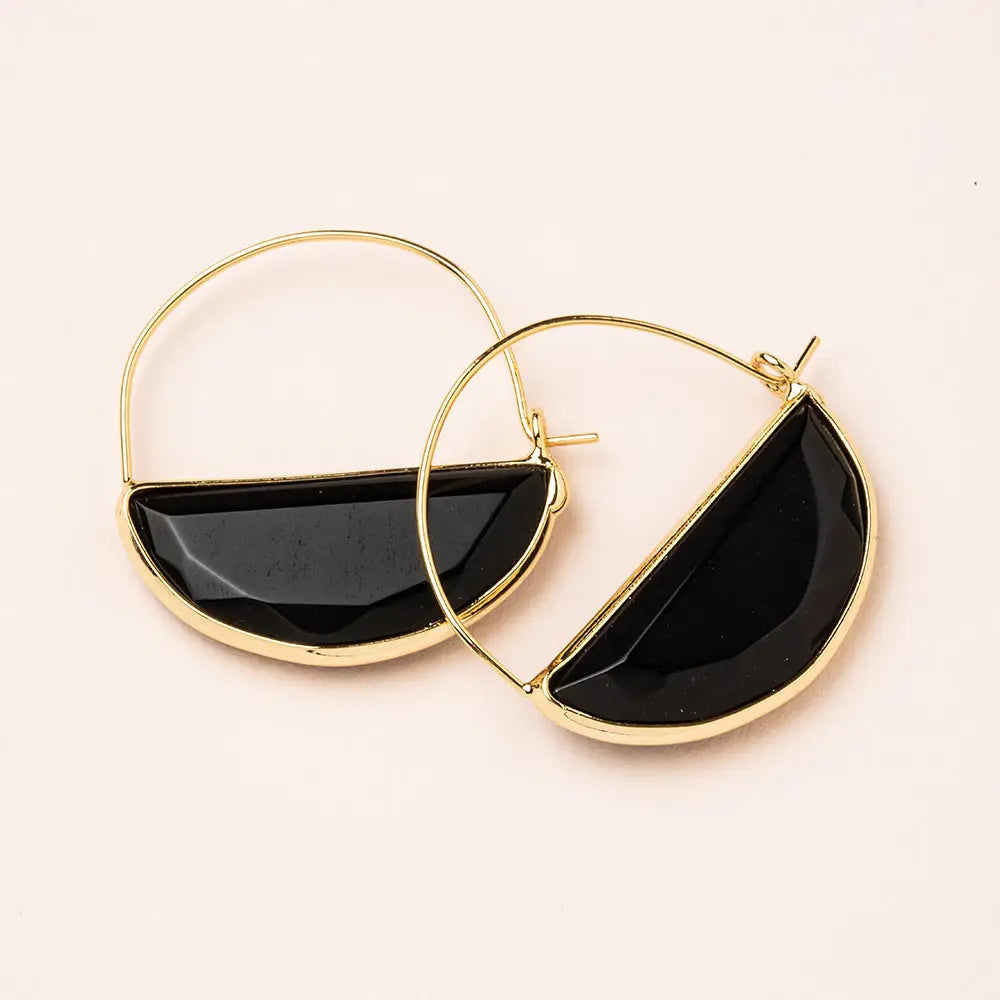 Stone Prism Hoop - Black Spinel / Gold