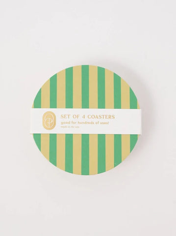 Verde Green and Lime Striped Coaster - Set of 4