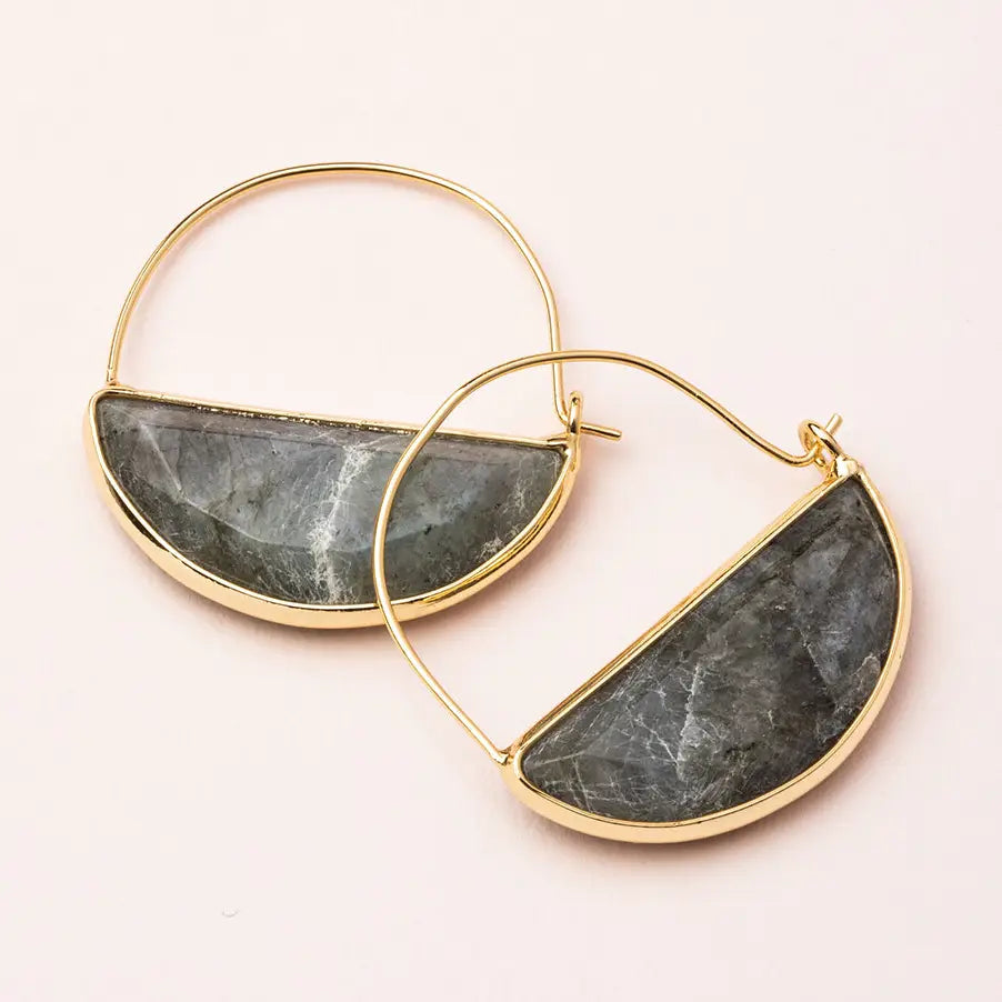 Stone Prism Hoop - Labradorite / Gold