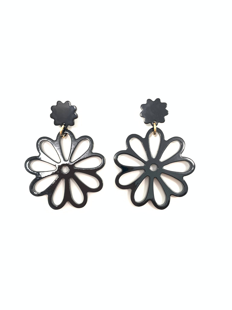 Petit Dahlia Earrings - Black