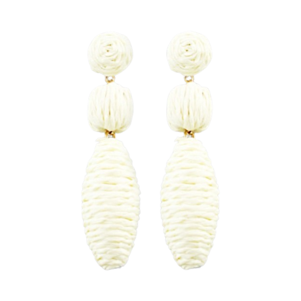 Cream Raffia Oval Drop