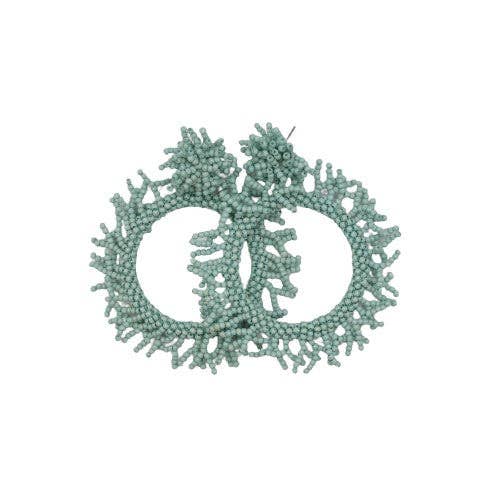 Mint Beaded Coral Hoop