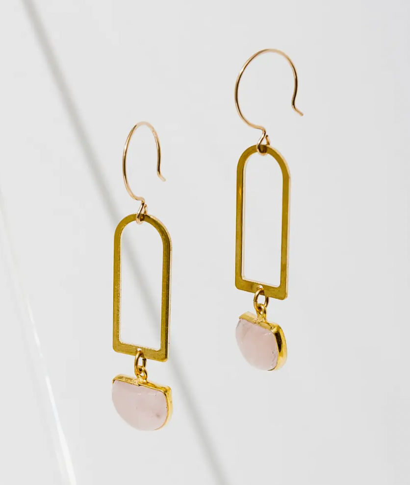 Casablanca Earrings -- Rose Quartz