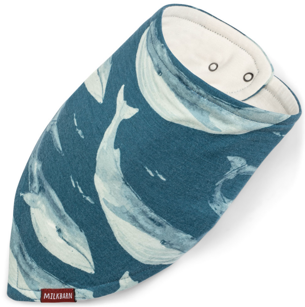 Bamboo Kerchief Bib - Blue Whale