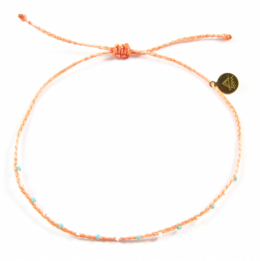 Barely Beaded Anklet - Coral
