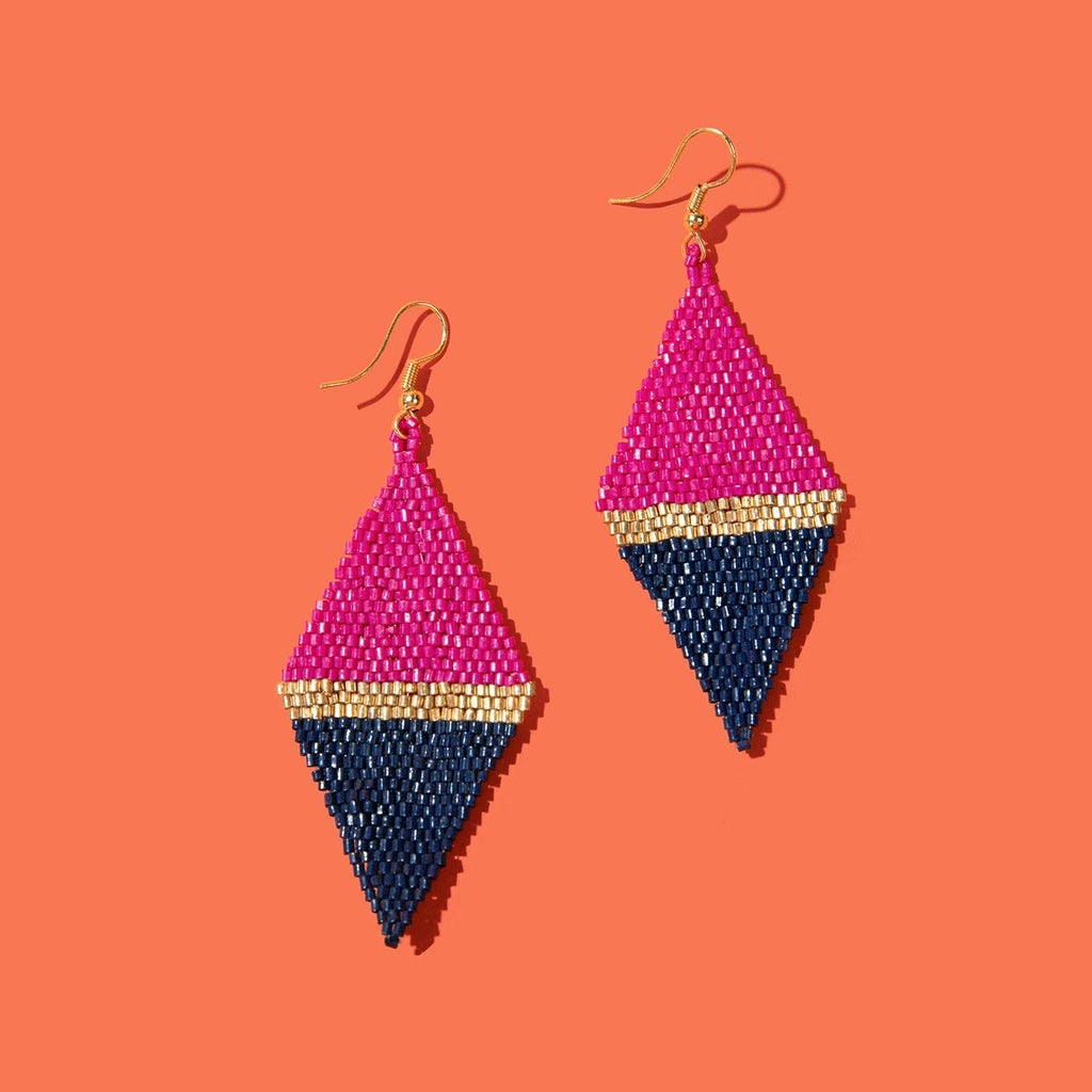 Color Block Beaded Diamond - Pink/Navy