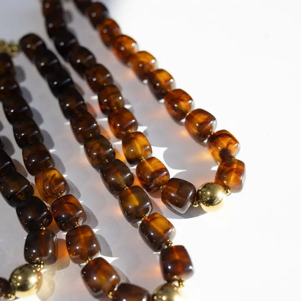 Noemi Chunky Beaded Necklace - Tortoise