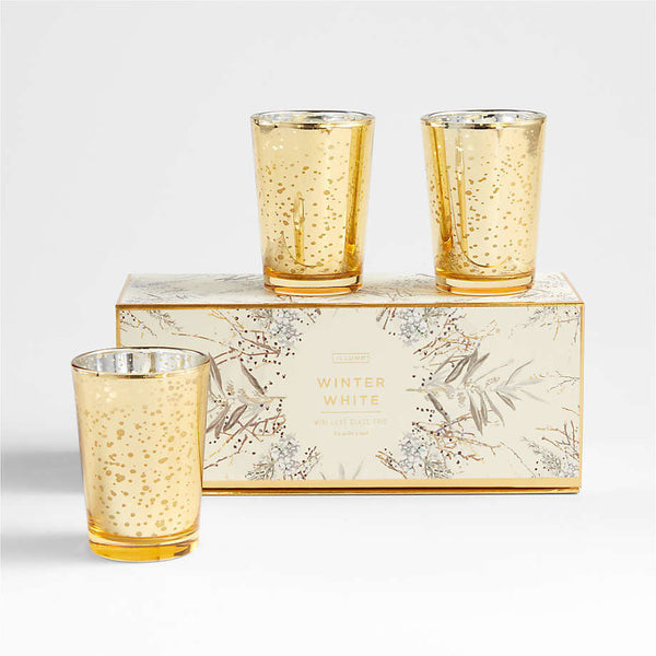 Winter White Mini Luxe Sanded Mercury Glass Candle Set
