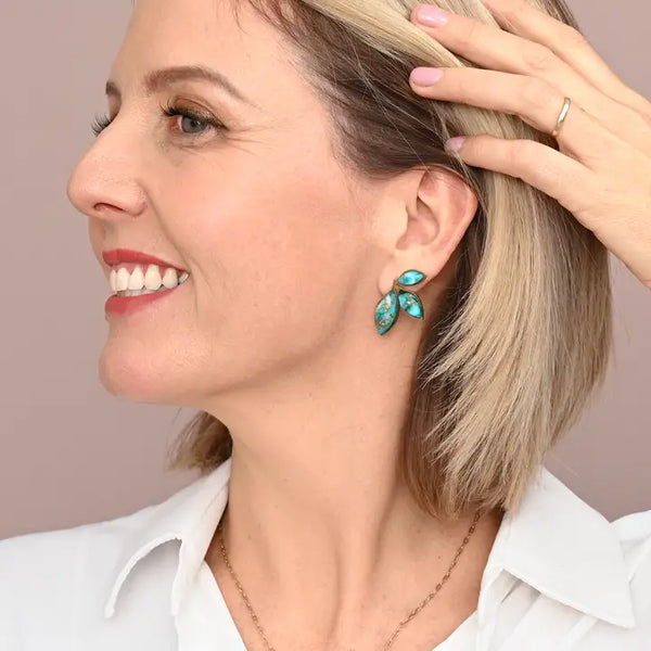 Coastal Leaf Emperor Stone Earrings