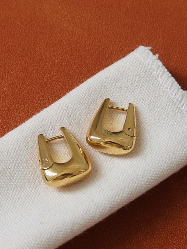 Yellow Gold Cadance 18K Geometric Hoop Earrings