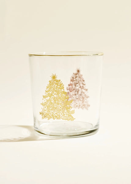 Gold Christmas Tree 12.5 Ounce Glass Tumbler