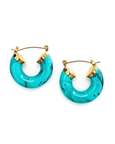 Ellbelle Chunky Acrylic Earring Hoops - Turquoise