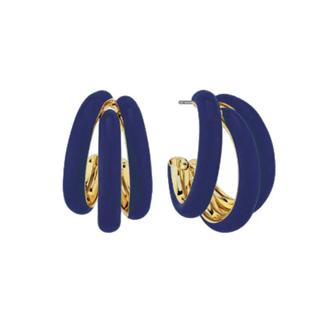 Petite Tri-Hoop Earrings - Navy