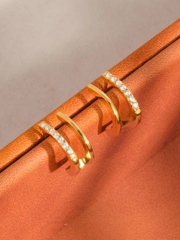 Dulce 18K Cz Double Hoop Studs