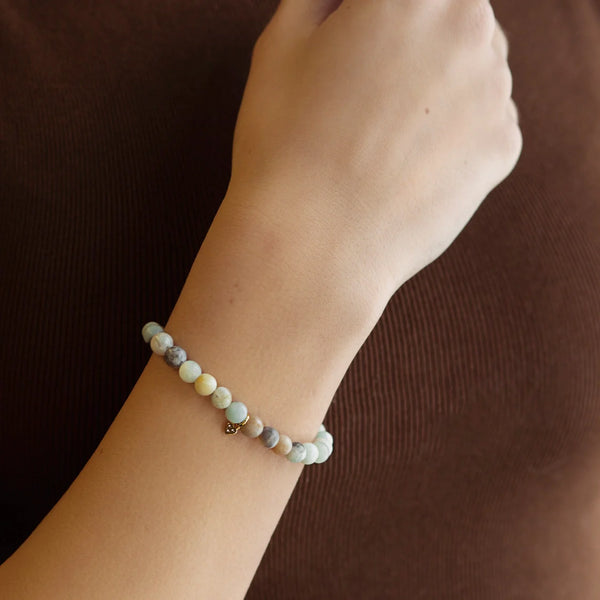Gemstone Bracelet with Heart Charm - Amazonite