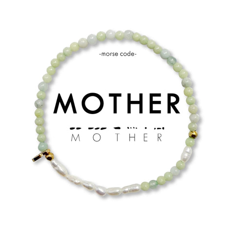 3mm Morse Code Pearl & Stone Bracelet - Mother