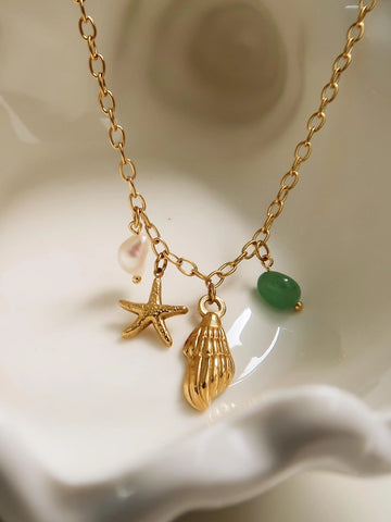Bonbon 18K Pearl and Shell Charm Necklace
