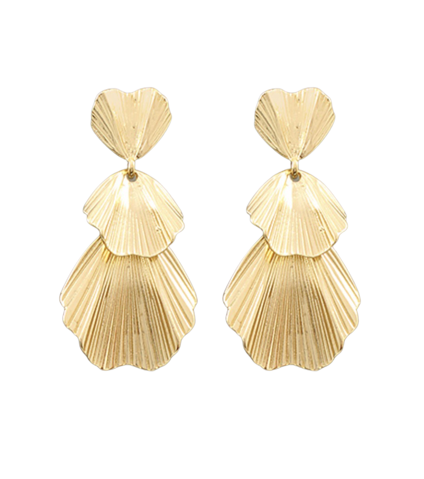 Tiered Gold Shell Earrings