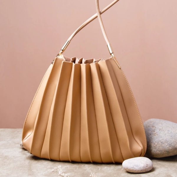 Elle Vegan Leather Bag with Pouch - Taupe