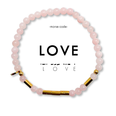 Morse Code Gold & Stone Bracelet - Love