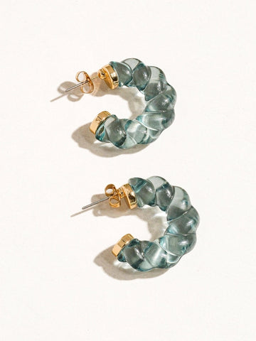 Ruby Summer Braided C-Hoop Earrings - Blue