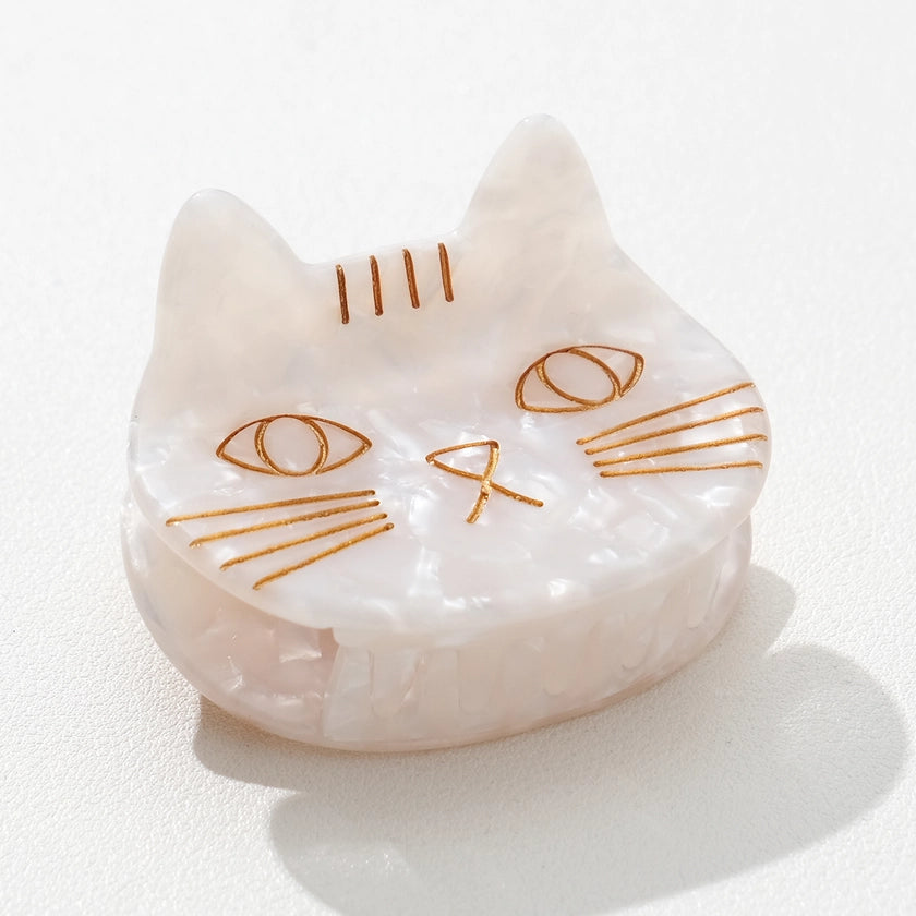 Small Saltwater Kitty Cat Claw Clip - White