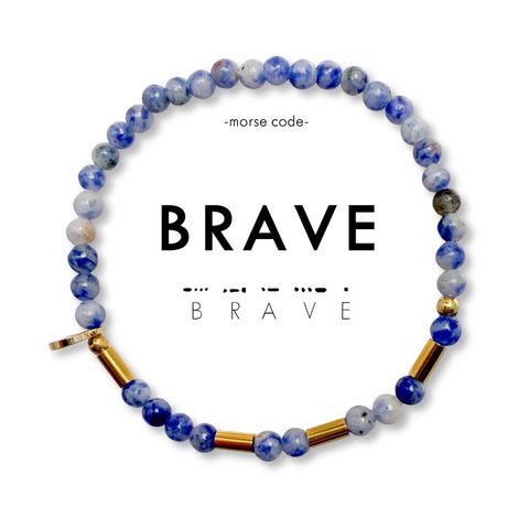 Morse Code Gold & Stone Bracelet - Brave