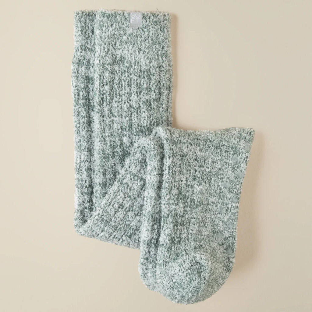 Marshmallow Gripper Socks - Heather Dusty Green