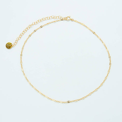 Gold Chain Double Link Choker Necklace