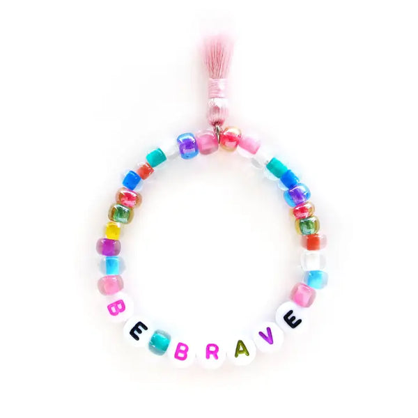 Handmade Be Brave Beaded Tassel Stretch Bracelet