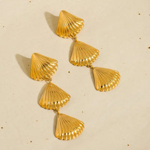 Lydie 18K Layered Shell Drop Earring