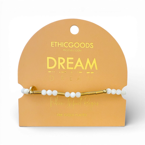 Morse Code Gold & Stone Bracelet - Dream