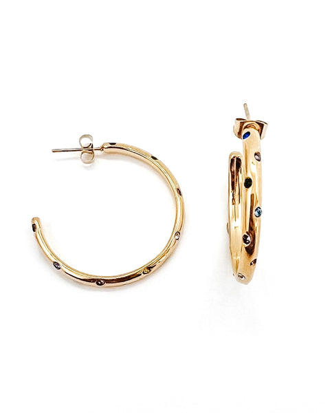 Elisha Colorful Diamond Crystal Hoop Earrings