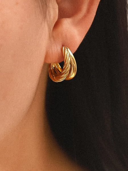Ghislaine 18K Braided Double Hoop Earring